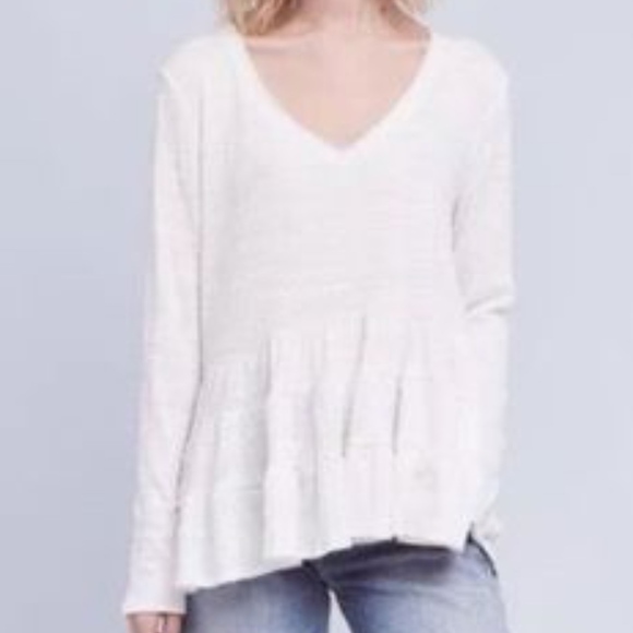 Anthropologie Deletta Cream Thea Tiered Ruffle Top - Picture 1 of 8